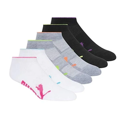 Image of PUMA Women&#039;s Half Terry Runner Socks 6 Pack, White Multi, 9 11