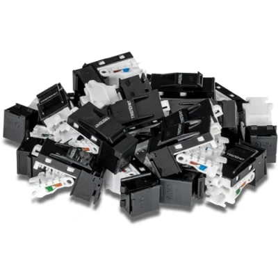 Image of TRENDnet Cat6 Keystone Jack, 25 Pack Bundle, 90 Angle Termination, Compatible with Cat5, Cat5e, &amp; Cabling, Color Coded Labeling for T568B Wiring, Gold Plated Contacts, Black, TC K25C6BK
