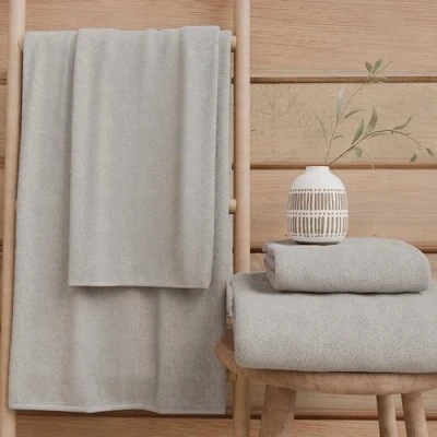 Image of PETTI Artigiani Italiani 100% Cotton Terry Bath Towels, 1+1 Towel Set, 2 Pieces 1 Face and Hand Towel, Light Grey Towels