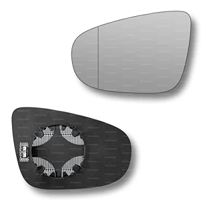 Image of Less4spares Replacement Wing Mirror Glass Left Compatible with VW Touran 2009 2015 CLIP ON Passnager Near Side N/S Heated Blind Spot