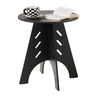 Image of Round Side Table Coffee Sofa Bedside Nightstand in Mortise and Tenon Structure,HFBT01 SCH Sobuy