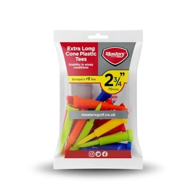 Image of Masters Extra Long (70mm, 2 3/4&quot;&quot;) Cone Plastic Tees For Stability, multi coloured, one size, TEP100
