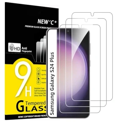 Image of NEW&#039;C 3 Pack Designed for Samsung Galaxy S24 Plus / S24+ Screen Protector Tempered Glass,Case Friendly Scratch proof, Bubble Free, Ultra Resistant