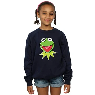 Image of Disney Girls Muppets Kermit Head Sweatshirt Navy Blue 12 13 Years