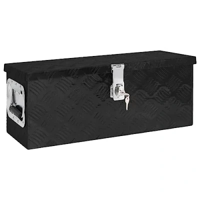 Image of vidaXL Aluminium Storage Box Durable and Rust Resistant Construction, Secure Lock Key System, Spacious Interior, Compact Portable Design, Black