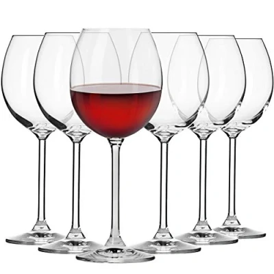 Image of Krosno Red Wine Glasses Set of 6 350 ML Venezia Collection Tasting Set, Crystal Glasses, Large Glass, White Home, Restaurants &amp; Parties Dishwasher Safe