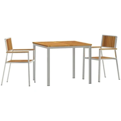 Image of vidaXL 3 Piece Garden Dining Set Solid Wood Acacia