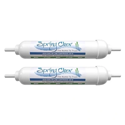 Image of SpringClear Water Gem Compatible in Line Filter Cartridge with 3/8&quot; Male Stem Universal Carbon for Fridge Dispenser and Ice Maker Scale Reduction Kitchen Tap (2 Pack)