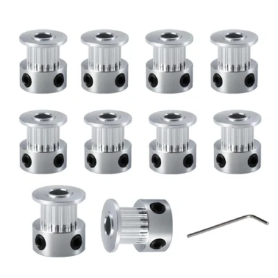 Image of BZ 3D GT2 Pulley 20 Teeth 6.35mm Bore Width 6mm 20T Timing Wheel Aluminum for Belt Printer,CNC.(10pcs)