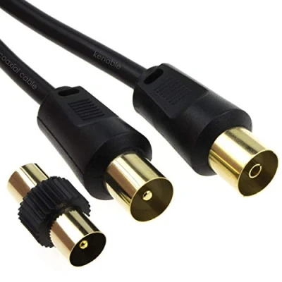 Image of kenable RF Male to Female Extension Lead Freeview TV Cable &amp; Coupler Black 10m [10 metres]