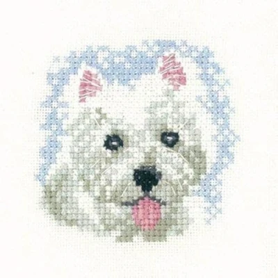 Image of Heritage LFWP1031 E Counted Cross Stitch Kit Westie Puppy (L) 7x7cm