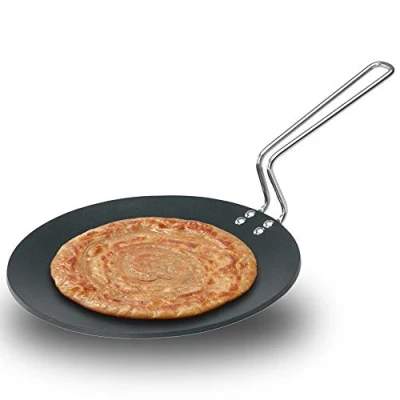Image of Futura Non Stick Concave Tava Griddle, 10 Inch 4.06mm with Steel Handle