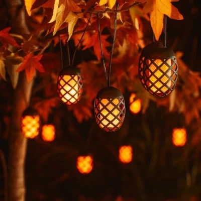 Image of Garden Mile Solar String Lights Outdoor LED 3.8m Waterproof Decorations for Indoor Balcony Patio, Gazebo and Wedding Décor (Flame)