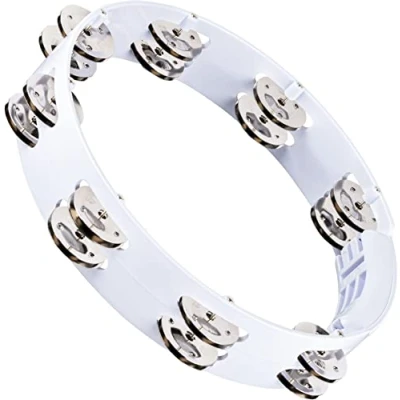 Image of Meinl Percussion Headliner Tour Tambourine 2 Row 10 inch Diameter ABS Plastic / Steel, White Silver (HTT10WH)