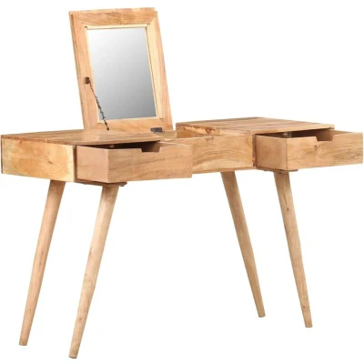 Image of vidaXL Dressing Table with Mirror 112x45x76 cm Solid Acacia Wood
