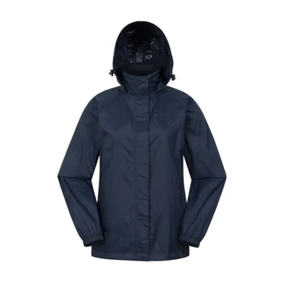 Image of Mountain Warehouse Pakka Womens Waterproof Packable Jacket Foldaway Hood Jacket, Ladies Coat, Lightweight Rain For Autumn Winter, Walking, Travelling Navy Women&#039;s Size 14