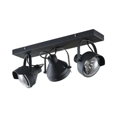 Image of Lindby Ceiling Light &#039;Henega&#039; dimmable (Industrial Design) in Black Made of Metal for e.g. Living Room &amp; Dining (3 Sources, GU10) from floodlight, Spotlight