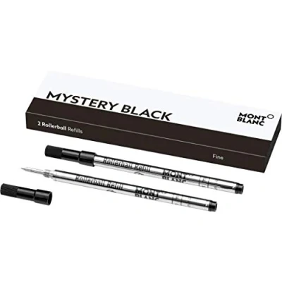 Image of Montblanc Rollerball Refills (F) Mystery Black 105162 Refill Cartridge with a Fine Nib for Pens 2 x Pen