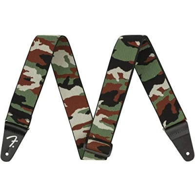 Image of Fender® Weighless Camouflage Strap 2 Inch Elastic Guitar 5 cm Width Woodland Camo