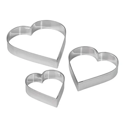 Image of Tala Stainless Steel Heart Shape, Set of 3 cutters use with Cookie and Biscuit Dough, Pastry Icing, perfect for making homemade treats gifts, Chrome