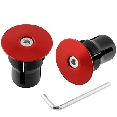Image of MUQZI Bicycle Bar End Plugs Handlebar Aluminum Bike Cap Caps, Red