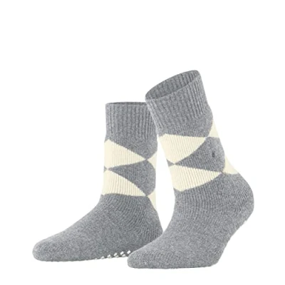 Image of Women&#039;s 1 Pair Burlington Cosy Argyle Wool Slipper Socks Grey 3.5 7 Ladies