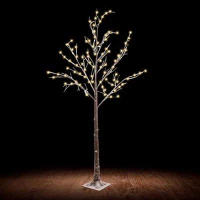 Image of Trendi® 180cm 6ft Christmas Snowy Twig Tree Warm White LED Light Up Artificial Decoration Indoor Outdoor Mains Operated (XM 5281)