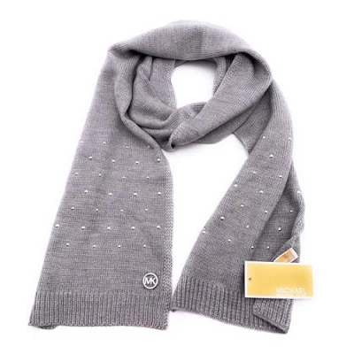 Image of Michael Kors Women&#039;s Scarf, Winter Wool One size 160 x 25 cm, Soft Acrylic Wool, Logo, Grey with Silver Beads, Women Scarf7773, gray,