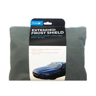Image of Simply FRO2 Extended Car Frost Protection and Sun Shield, Size 1.60/1.29m x 0.97m 0.89m (63&quot;/47&quot; 38&quot; 35&quot;) Water Resistant, Protects Windscreen from Frost, Snow, Sunlight, Rain, Bird Dropping, Dust &amp; Ice, Universal Fit, Durable Lightweight