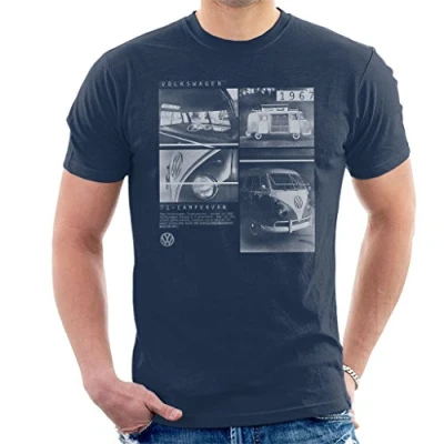 Image of Volkswagen T1 Campervan 1967 Shots Men&#039;s T Shirt Charcoal