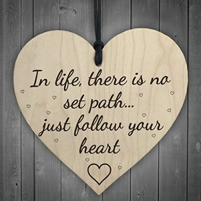 Image of RED OCEAN Follow Your Heart Wooden Hanging Plaque Shabby Chic Friendship Gift Sign