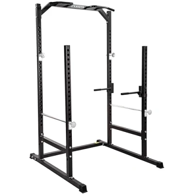 Image of GYM MASTER Heavy Duty Half Power Cage Weight Lifting Squat Rack &amp; Dip Station Tower