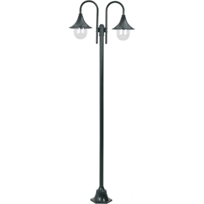 Image of vidaXL Garden Post Light E27 220 cm Aluminium 2 Lantern Dark Green