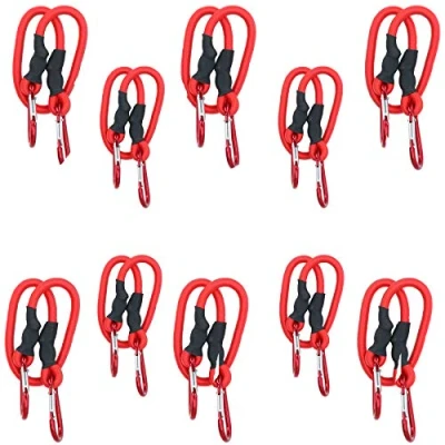 Image of 24 60cm Bungee Rope with Carabiner Clips Cords Elastic Tie Down Fasteners x 10