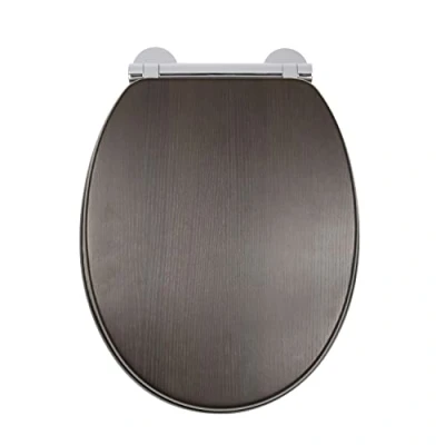 Image of Croydex Montoro Toilet Seat Soft Close Action, Quick Release, Flexi Fix Grip Pad Technology and V Plate Hinges for Easy Cleaning Perfect Fit, Walnut Effect