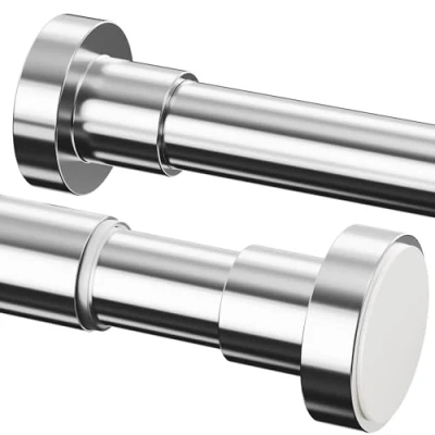 Image of 1 Piece Shower Rod Without Drilling, Stainless Steel Curtain Clamp Rod, Adjustable Telescopic For (62 85Cm, Φ25Mm, Light Silver)