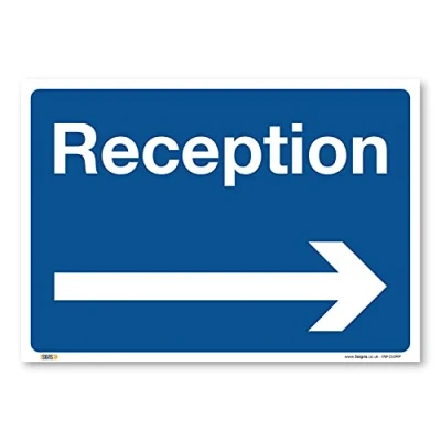 Image of Reception arrow right, A3 420x297mm, PVC Rigid Plastic, Deliveries access, Warehouse Information Safety Signs