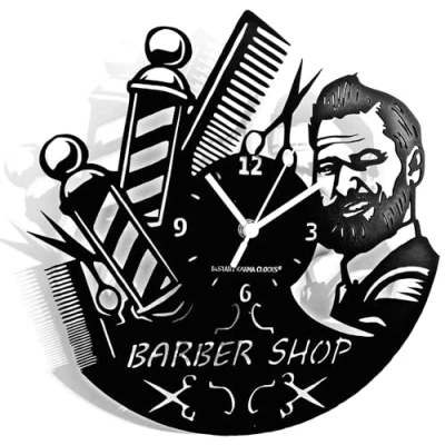 Image of Instant Karma Clocks Wall Clock Barber Shop Hairdresser Beard Salon Beauty, HDF Wood Coated Finish Black Color, 12 inch/ 30cm