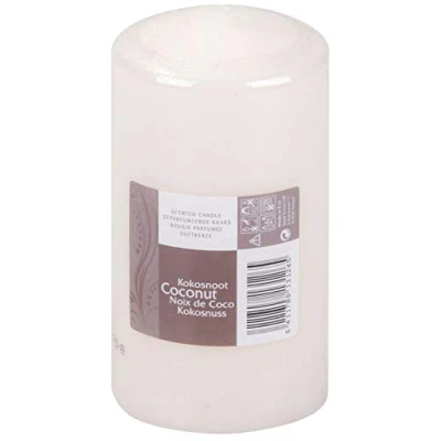 Image of Spaas 60 Hour Pillar Candle Scented Ivory Coconut 13cm Tall