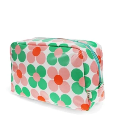 Image of Wash Bag Pink and Green Daisy