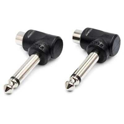 Image of HosaTech GPR 123 RCA to 1/4 inch TS Right Angle Adapters (Pack of 2)
