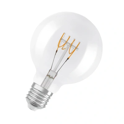Image of OSRAM Vintage 1906 Classic Globe95 Fil Led Lamp, E27, Clear, 4.8W, 470Lm, 2700K, Warm White Light, Dimmable, Ultra Slim Filament, Very Low Energy Consumption, Long Life