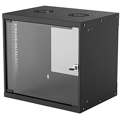 Image of Intellinet Network Cabinet, Wall Mount (Basic), 9U, 400 mm Deep, Black, Flatpack, Max 50 kg, Glass Door, 19 Inch, Three Year Warranty