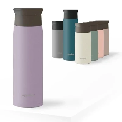 Image of eppikan eppiToGo Insulated Mug, Stainless Steel Coffee Cup, Travel Mug 350 ml, 500 with 360 hygienic Drinking Opening (Pastel Purple, ml)