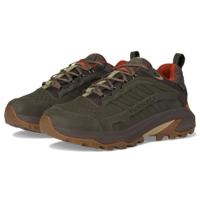 Image of Merrell Mens Moab Speed 2 Leather Waterproof Shoes Olive 8 UK