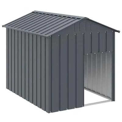Image of vidaXL Galvanised Steel Dog House with Roof Anthracite Kennel for Outdoor/Indoor, Spacious Dimensions, Weather Resistant