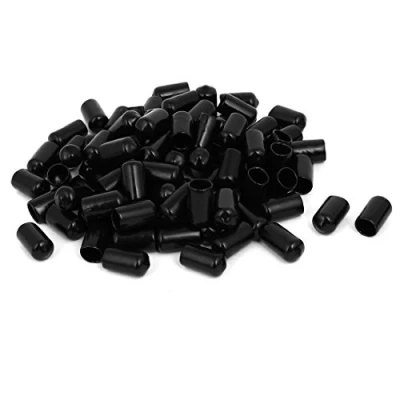 Image of sourcing map 10mm Inner Dia Rubber Hose End Cap Screw Thread Protector Cover Black 100pcs
