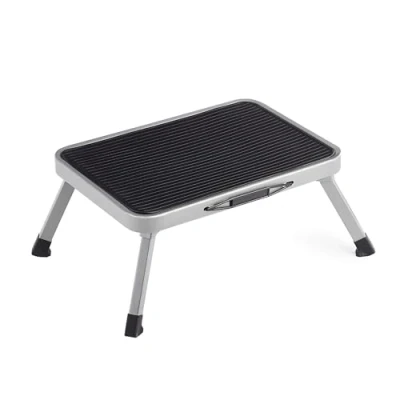 Image of SONGMICS Step Ladder, Single Folding Safety Lock, Space Saving Storage, Holds up to 150 kg, Dove Grey GSL001G01