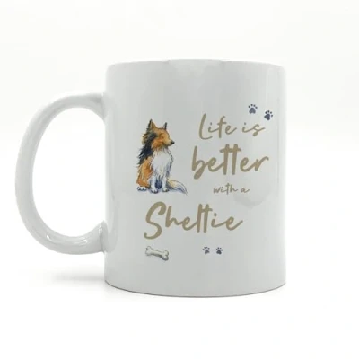 Image of Image Industry Life is Better Sheltie Ceramic Mug Dog Lovers Coffee