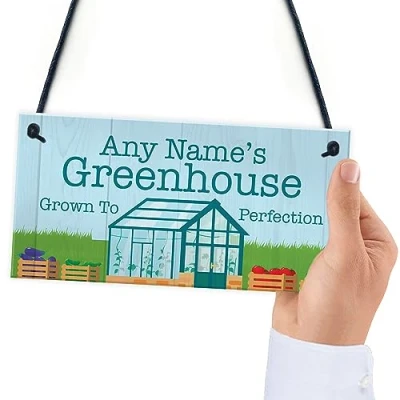 Image of Red Ocean Greenhouse Sign For Garden Personalised Plaque Gift Him Her Shed Summerhouse